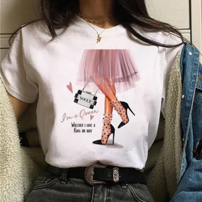 90s Graphic Print Modal Crew Neck T-Shirt for Women - Fresh Sweet Summer Top