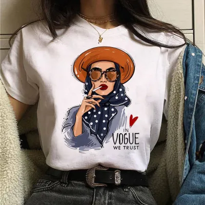 90s Graphic Print Modal Crew Neck T-Shirt for Women - Fresh Sweet Summer Top