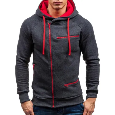 Men Casual Zip Hoodie Simple Loose Fleece Jacket with Cotton Blend