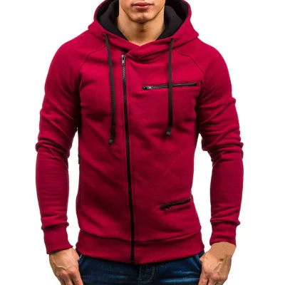 Men Casual Zip Hoodie Simple Loose Fleece Jacket with Cotton Blend