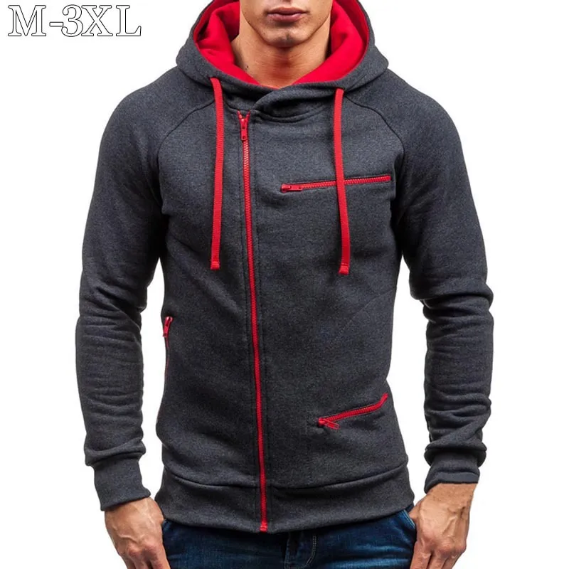 Men Casual Zip Hoodie Simple Loose Fleece Jacket with Cotton Blend