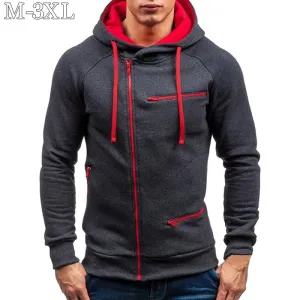 Men Casual Zip Hoodie Simple Loose Fleece Jacket with Cotton Blend