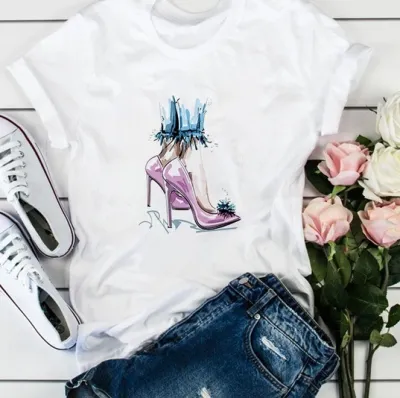 Women Casual Floral Graphic Printed Short Sleeve Loose T-Shirt