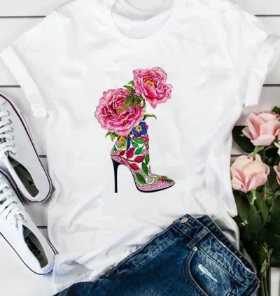 Women Casual Floral Graphic Printed Short Sleeve Loose T-Shirt