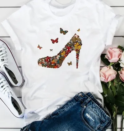 Women Casual Floral Graphic Printed Short Sleeve Loose T-Shirt