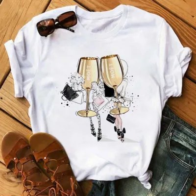 Women Casual Graphic Printed Short Sleeve Loose T-Shirt