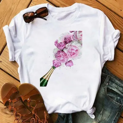 Women Casual Graphic Printed Short Sleeve Loose T-Shirt