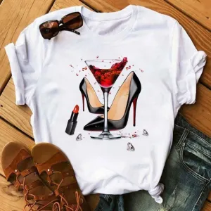 Women Casual Graphic Printed Short Sleeve Loose T-Shirt