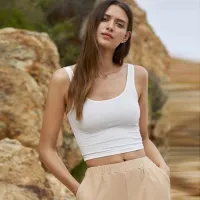 Women Edgy Cheap Basic High-waisted Solid Color Backless Crop Tank Top