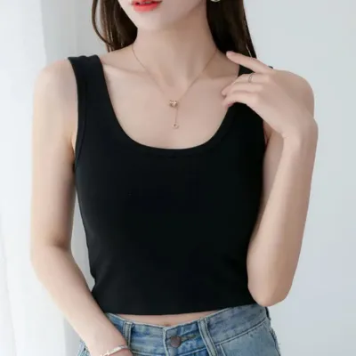Women Edgy High-Waisted Solid Color Backless Crop Tank Top