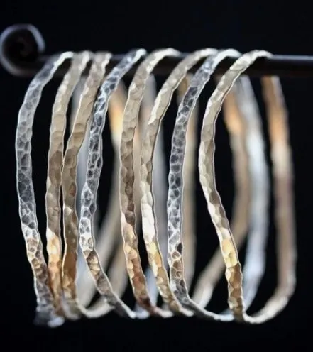 Wholesale Women Geometric Gold Silver Embossed Bracelet Jewelry Set Of 6