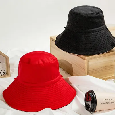 Double-Sided Wearing Panama Bucket Hat For Women Casual Cotton Sun Protection