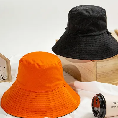 Double-Sided Wearing Panama Bucket Hat For Women Casual Cotton Sun Protection