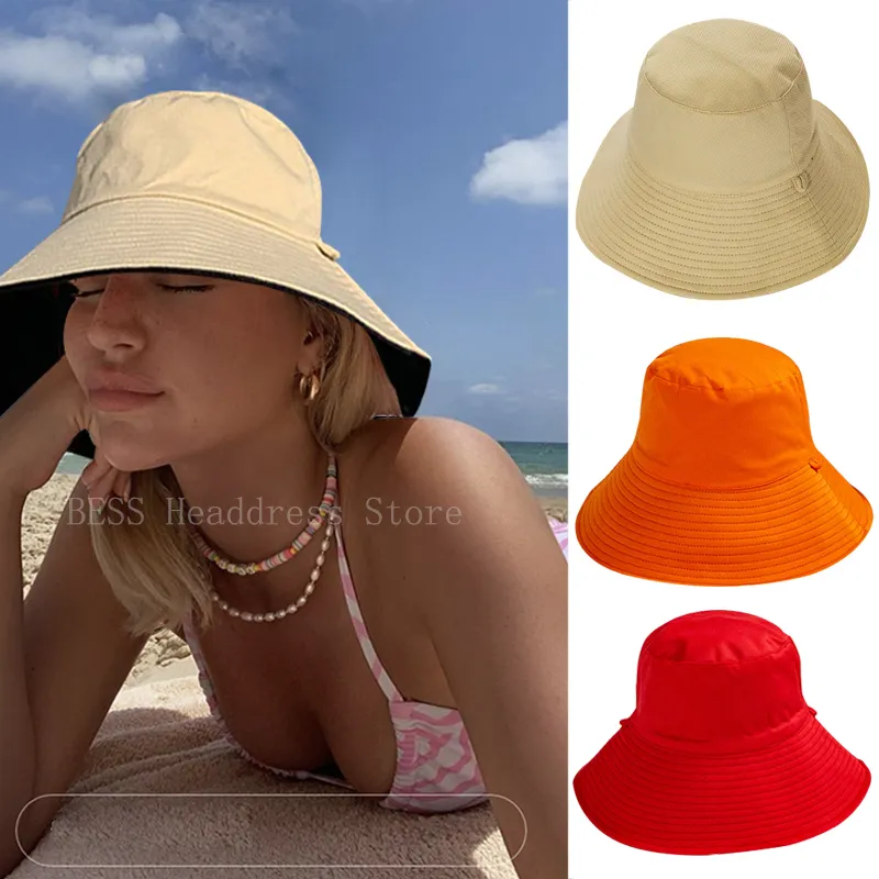 Double-Sided Wearing Panama Bucket Hat For Women Casual Cotton Sun Protection