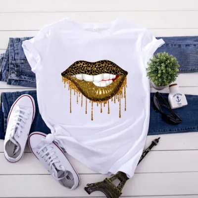 Women Urban Leisure Graphic Print T-Shirt Short Sleeve Crew Neck
