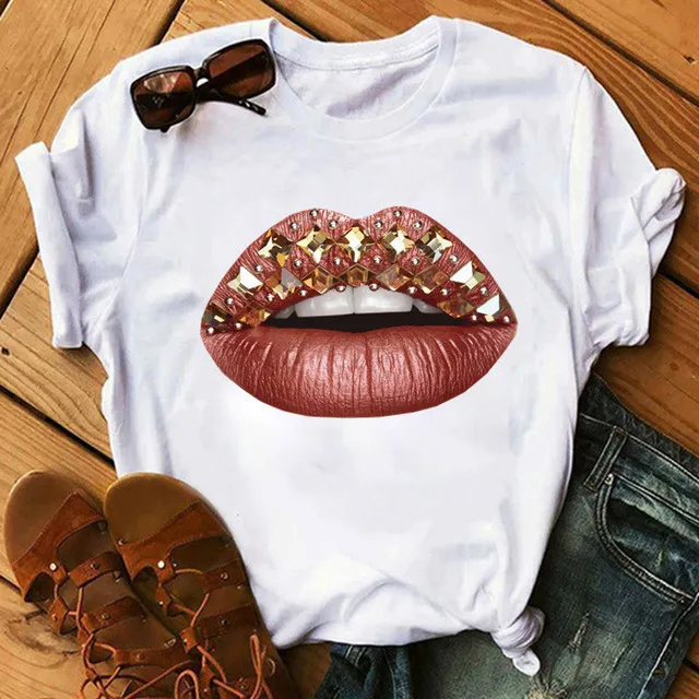 Women Urban Leisure Graphic Print T-Shirt Short Sleeve Crew Neck