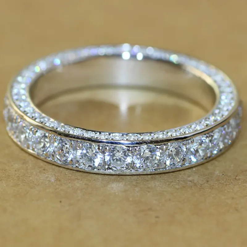 Women Versatile Ring Full Circle Diamonds Zircon Silver Plated Hardware Ring