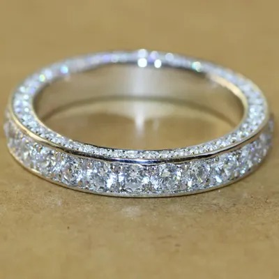 Women Versatile Ring Full Circle Diamonds Zircon Silver Plated Hardware Ring