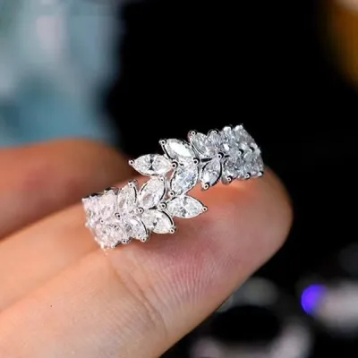 Women's Simple Marquise Zircon Olive Leaf Design Alloy Ring