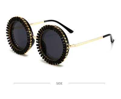 Wholesale Diamond Round Frame Party Ball Braided Runway Sunglasses