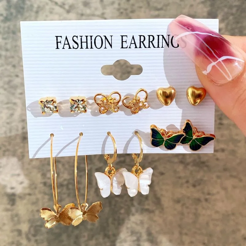 Women Chic Butterfly Shaped Design Drop Earrings Set