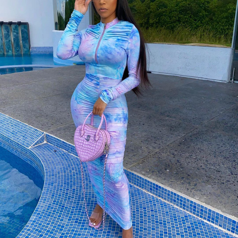 Wholesale Women Edgy Gradient Color Tie Dye Long-sleeved