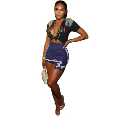 Women's High Waist Skinny Asymmetrical Skirt - High Street Style, Above Knee Length