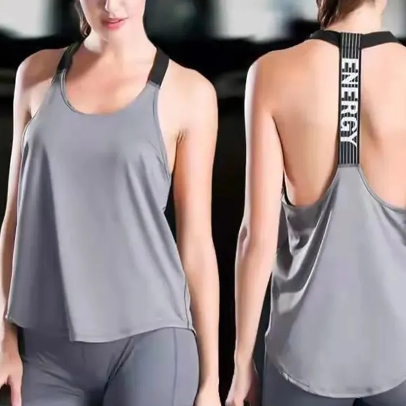 Women's Hollow Round Neck Sleeveless Yoga Sports Fitness Running Top T-Shirt Vest Casual Style