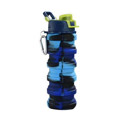 Camouflage Folding Silicone Water Bottle 500Ml Large Capacity Portable Outdoor Sports Drinkware for Adults