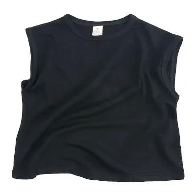 Kids Basic Solid Color Round Neck Sleeveless Loose T-shirt