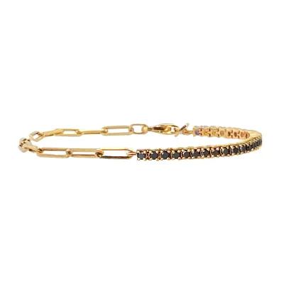 Women Fashion Simple Geometric Exotic Copper Micro-Set Zircon Single Row Thick Chain Bracelet