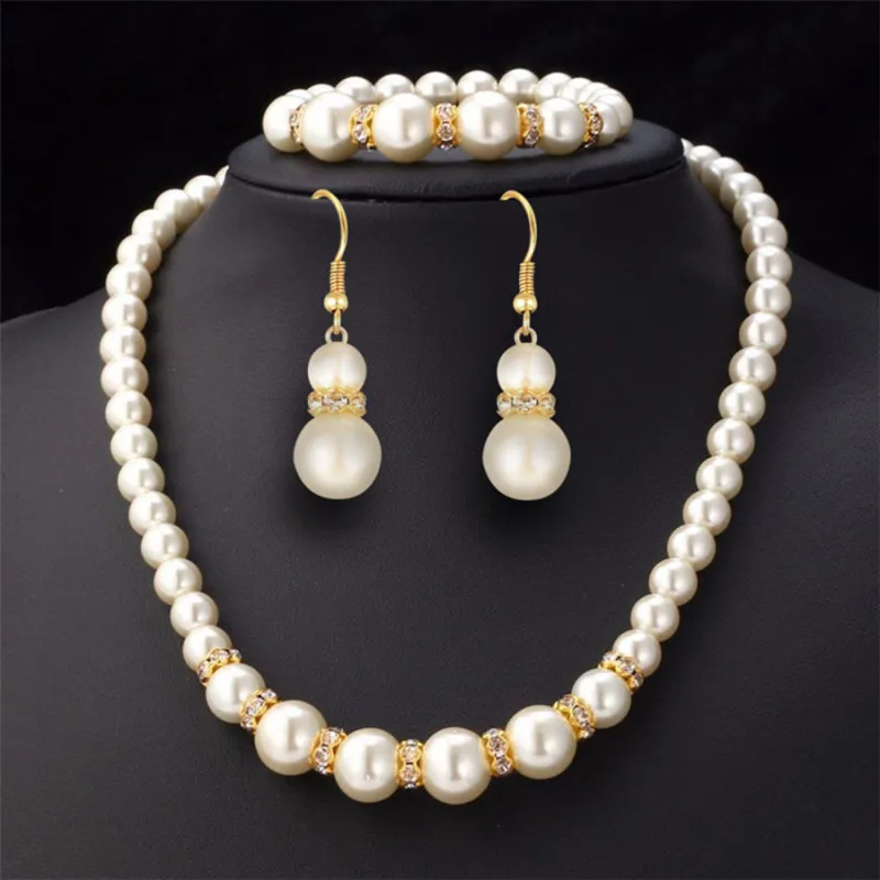 Women's Elegant Rhinestone Imitation Pearl Jewelry Set
