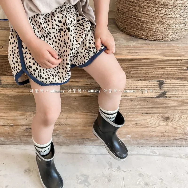 Kids Girls Casual Leopard All Over Print Elastic Waist Loose Cotton Shorts