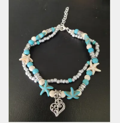 Women Fashion Turtle Pendant Shell Starfish Beach Couple Suit Anklets