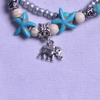 Women Fashion Turtle Pendant Shell Starfish Beach Couple Suit Anklets