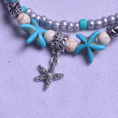 Women Fashion Turtle Pendant Shell Starfish Beach Couple Suit Anklets