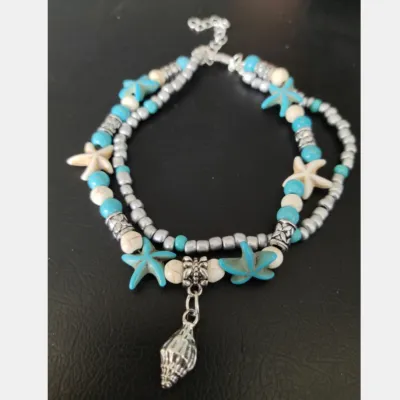 Women Fashion Turtle Pendant Shell Starfish Beach Couple Suit Anklets
