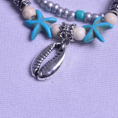 Women Fashion Turtle Pendant Shell Starfish Beach Couple Suit Anklets