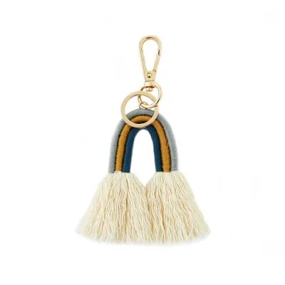 Women's Fashion Creative Bohemian Tassel Bag Pendant Hand-Woven Rainbow Keychain