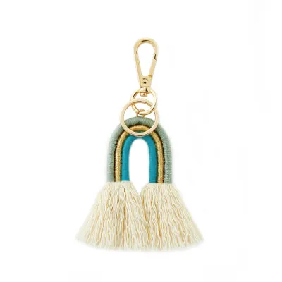 Women's Fashion Creative Bohemian Tassel Bag Pendant Hand-Woven Rainbow Keychain