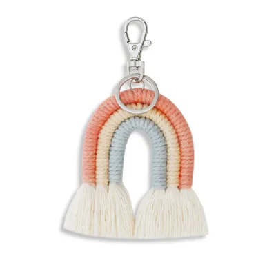 Women's Fashion Creative Bohemian Tassel Bag Pendant Hand-Woven Rainbow Keychain