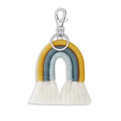 Women's Fashion Creative Bohemian Tassel Bag Pendant Hand-Woven Rainbow Keychain