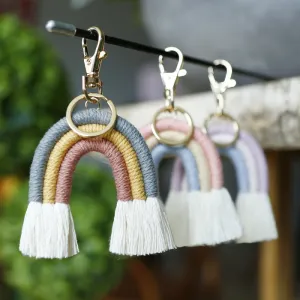 Women's Fashion Creative Bohemian Tassel Bag Pendant Hand-Woven Rainbow Keychain