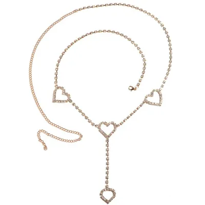 Women's Fashion Sexy Rhinestone Heart Waist Chain Diamond