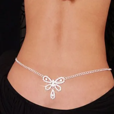 Women's Fashion Sexy Rhinestone Heart Waist Chain Diamond