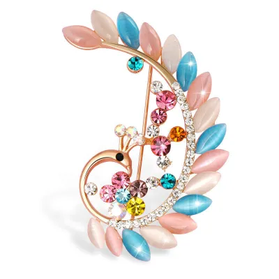 Women Fashion Pearl Floral Rhinestone Alloy Brooch