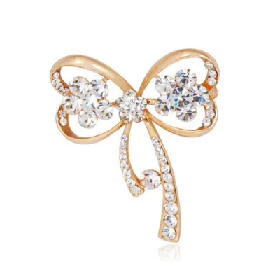 Women Fashion Pearl Floral Rhinestone Alloy Brooch