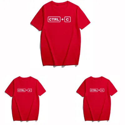 New Box Ctrl+C Copy Paste Father Son Casual Round Neck Family Matching Short Sleeve Top