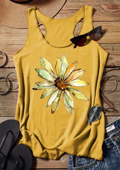 Women Moon Printed Casual Tank Top