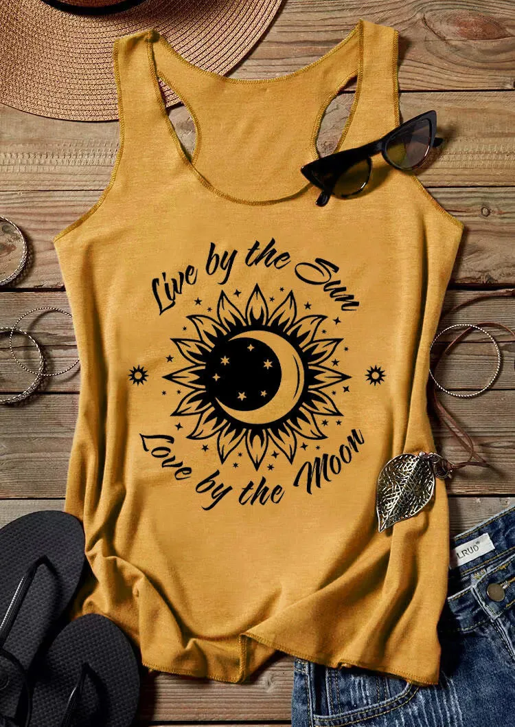 Women Moon Printed Casual Tank Top
